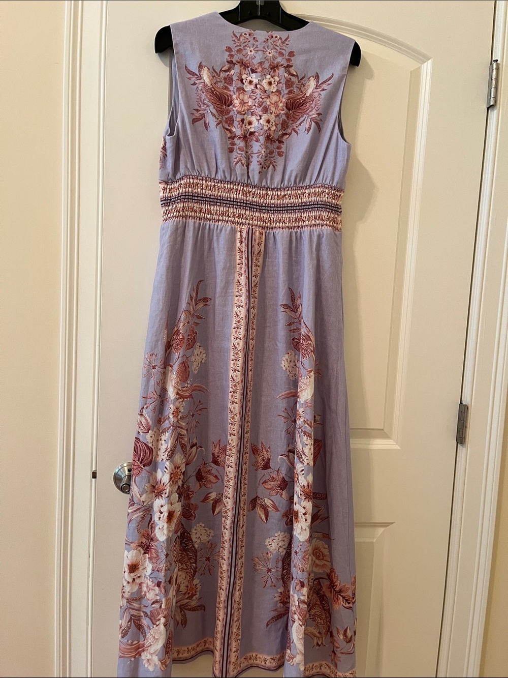 Caroline Constas linen blend dress , lilac color, brown flowers, lining.NWT. 12 - Picture 2 of 10
